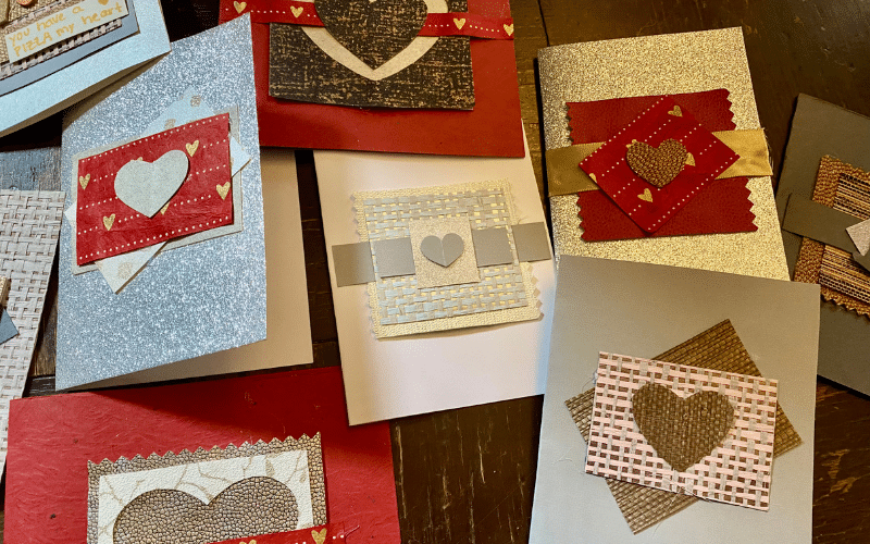 Photo of assorted handmade valentines cards