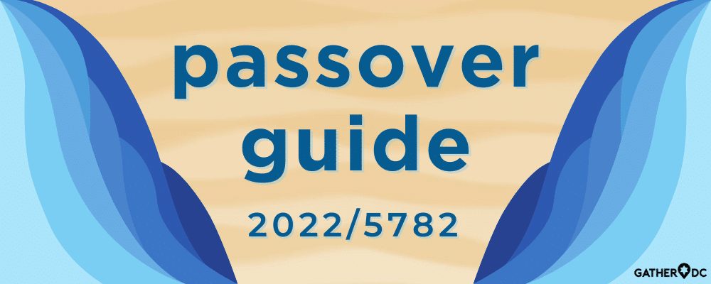 The words "Passover Guide, 2022/5782" above a graphic depiction of the parting of the red sea