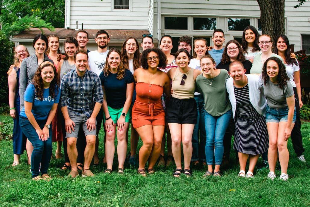A group photo full of smiles at Gather's Beyond the Tent retreat. 