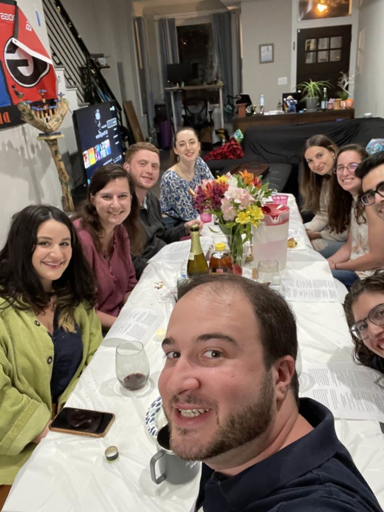 Gather community members host a Seder. 