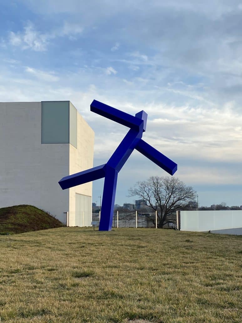 Blue by Joel Shapiro at the Kennedy Center. 