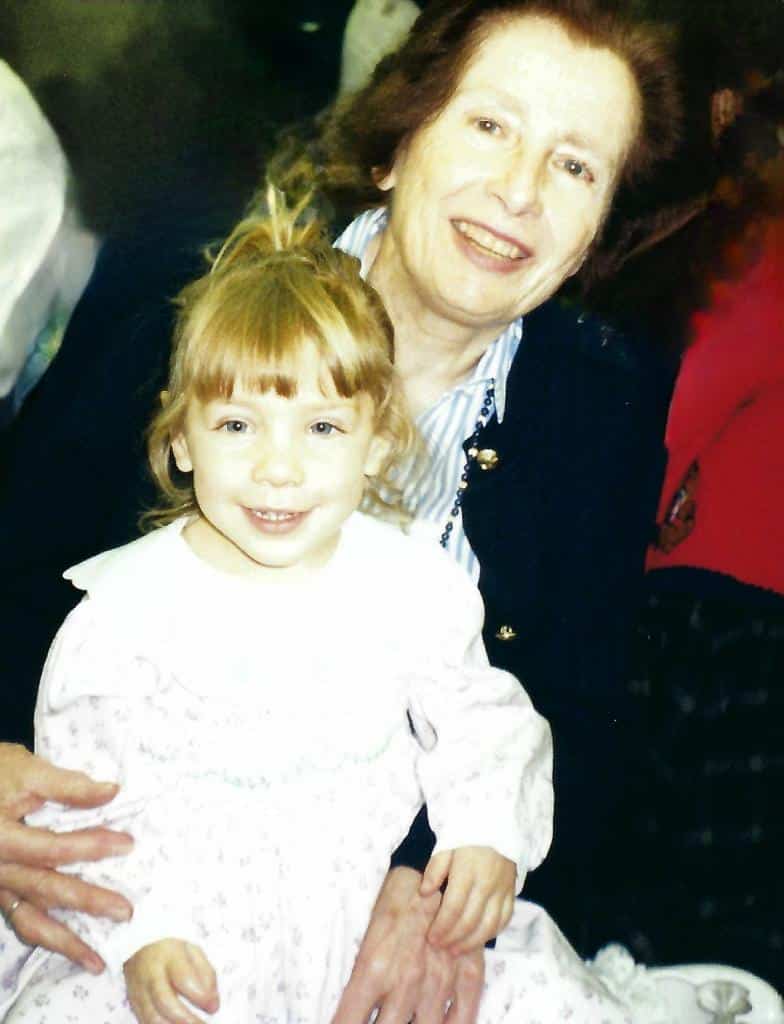 Samantha, age five or six, and her Oma.