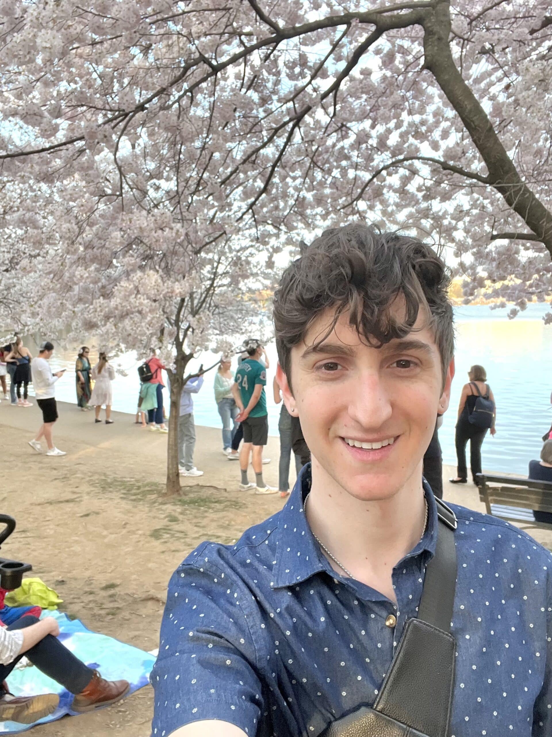 Avi's selfie with the cherry blossoms. 