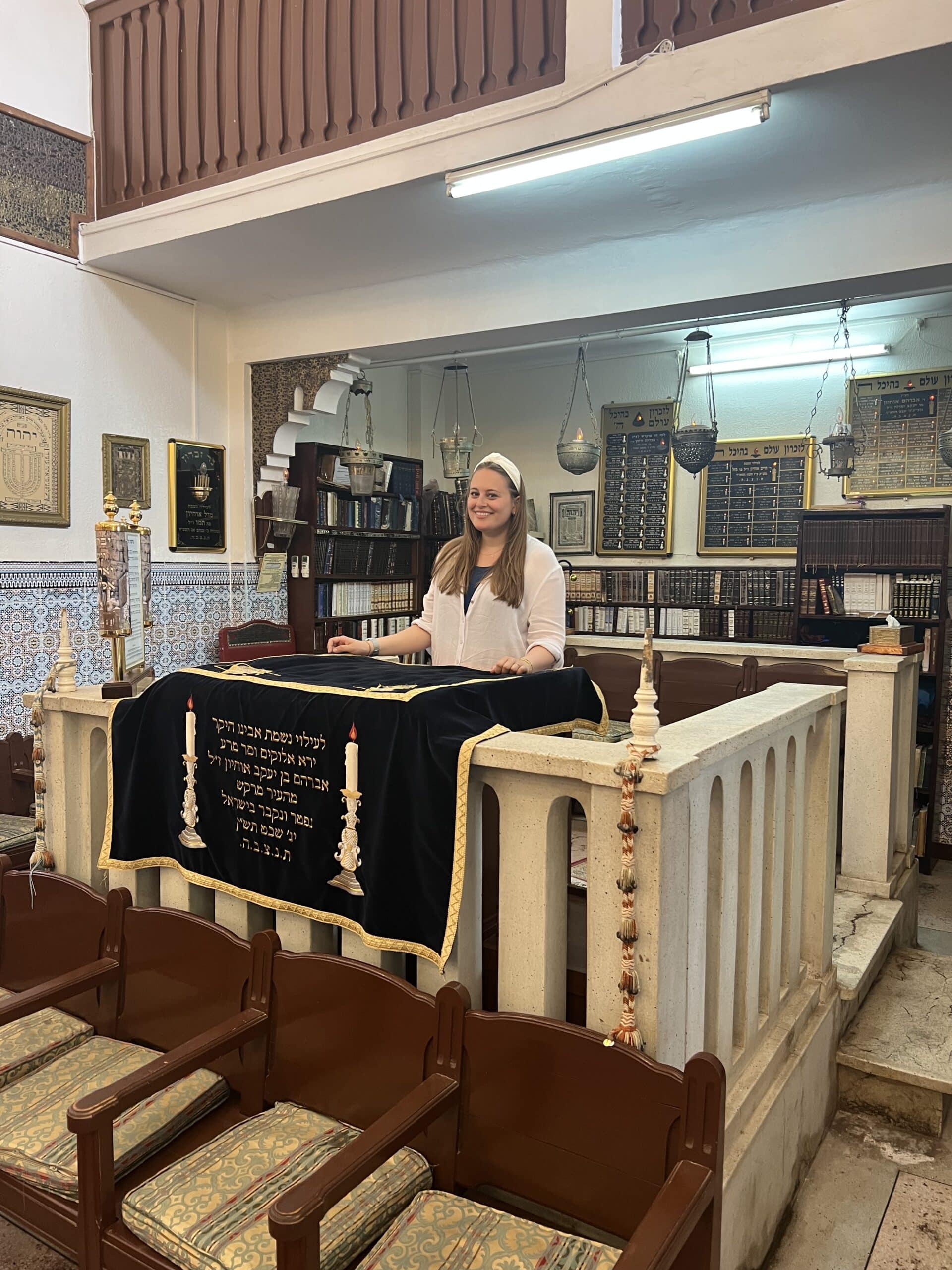Sydney at a synagogue in Morocco. 