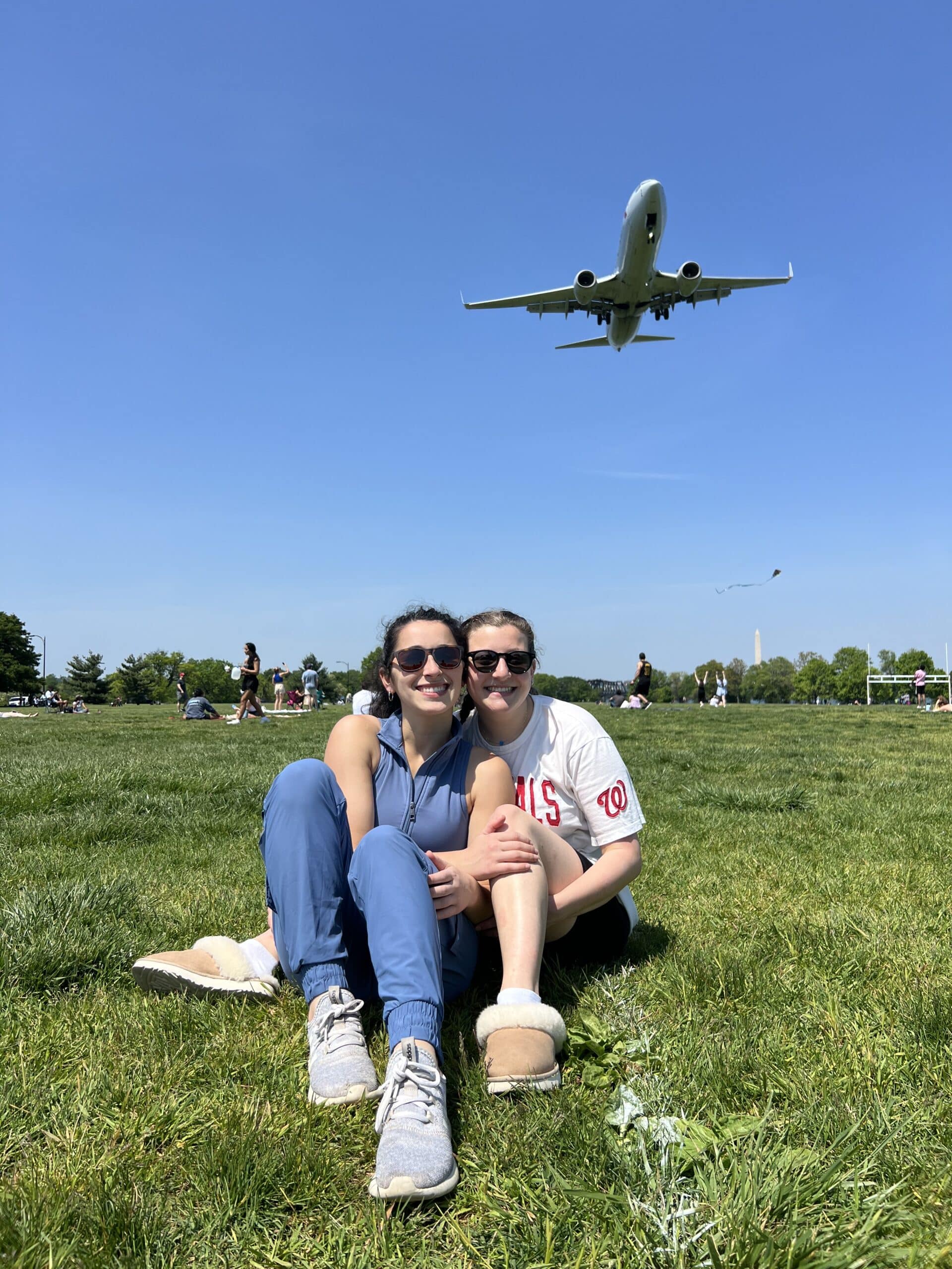 Renana and a friend watching planes take off.