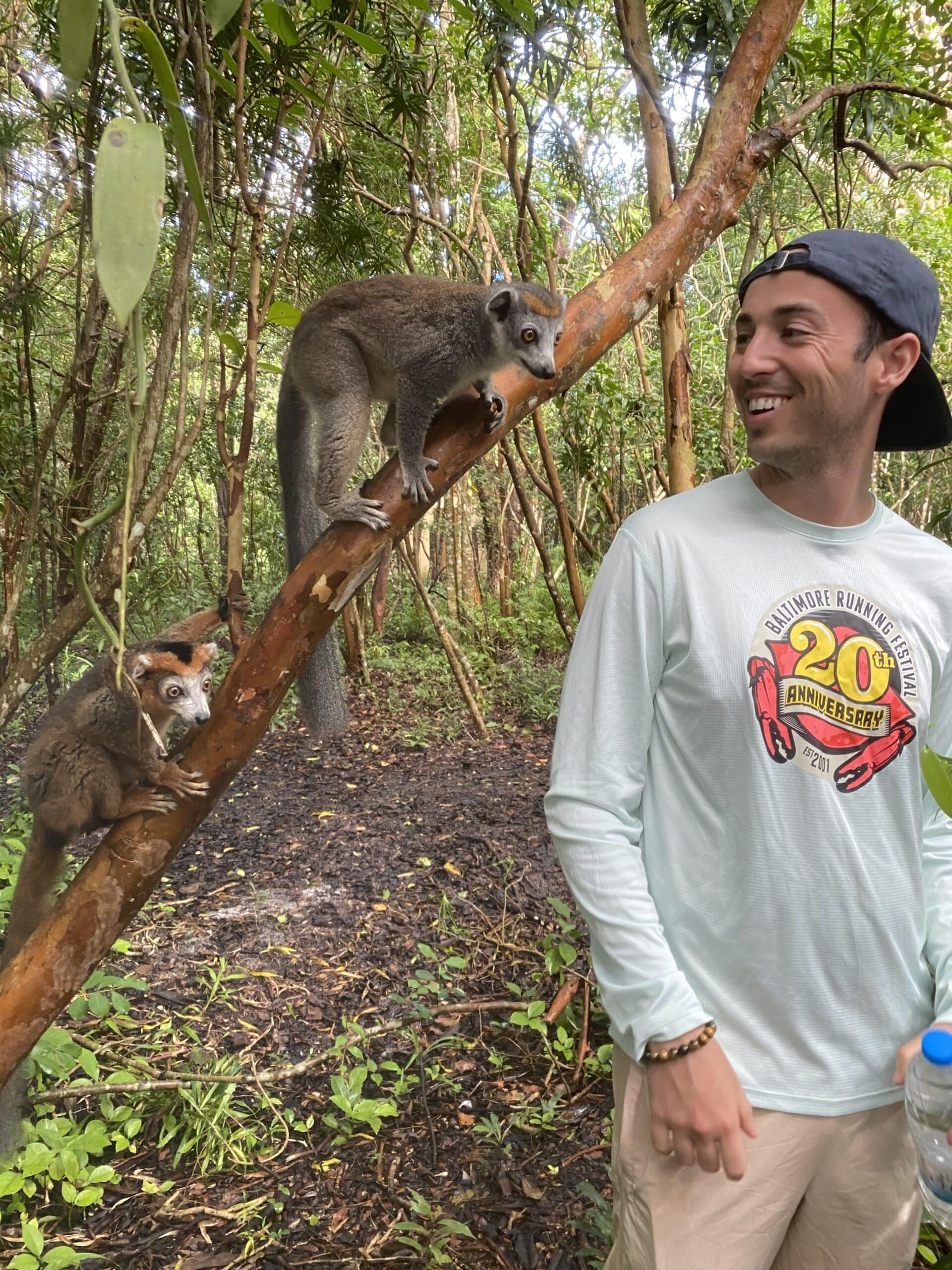 Dillon and a lemur.