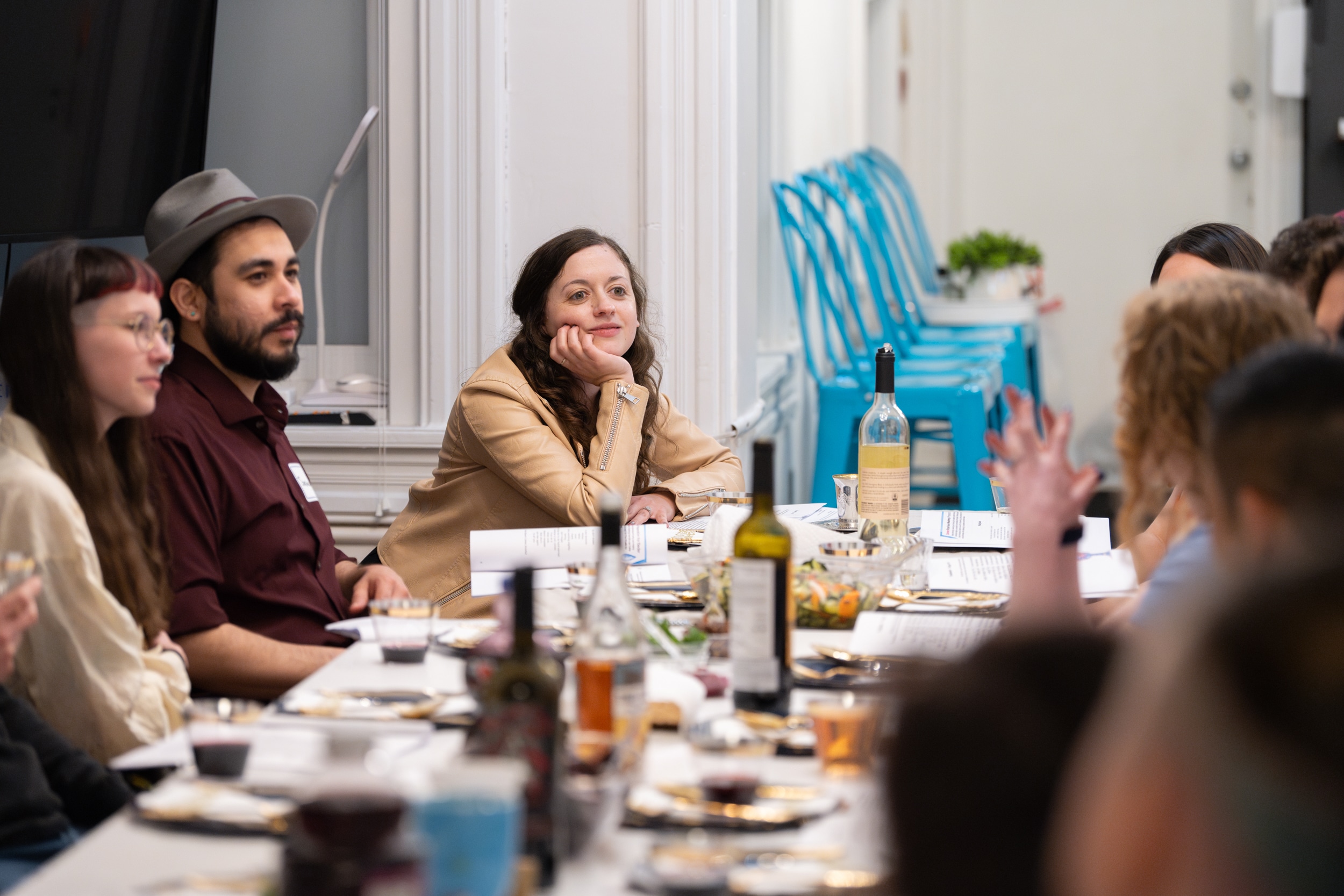 Ilana at a Passover Seder in the Gather townhouse.
