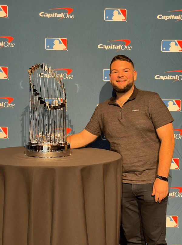 Jonathan with the World Series trophy.