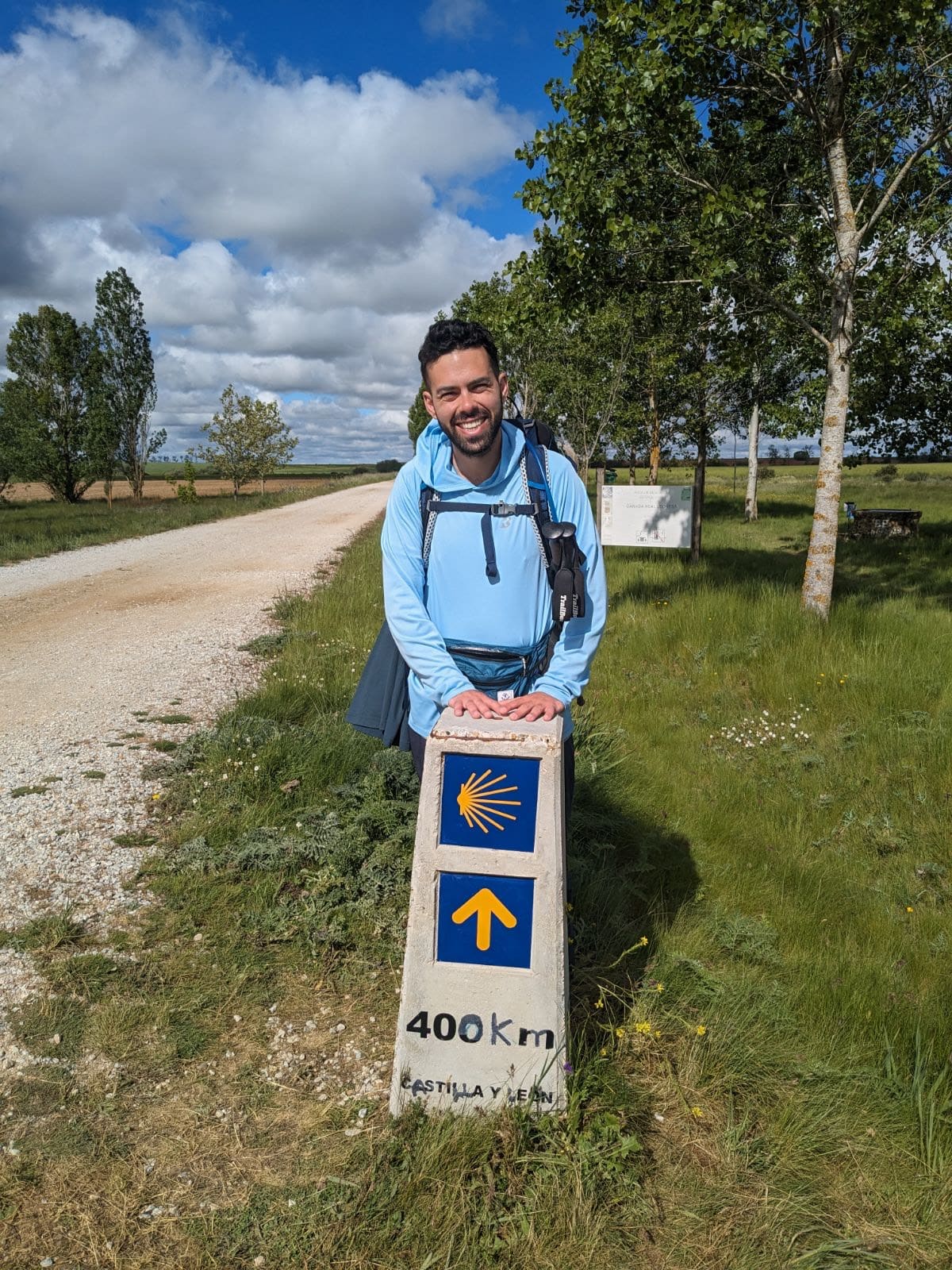 Eric with a roadsign.