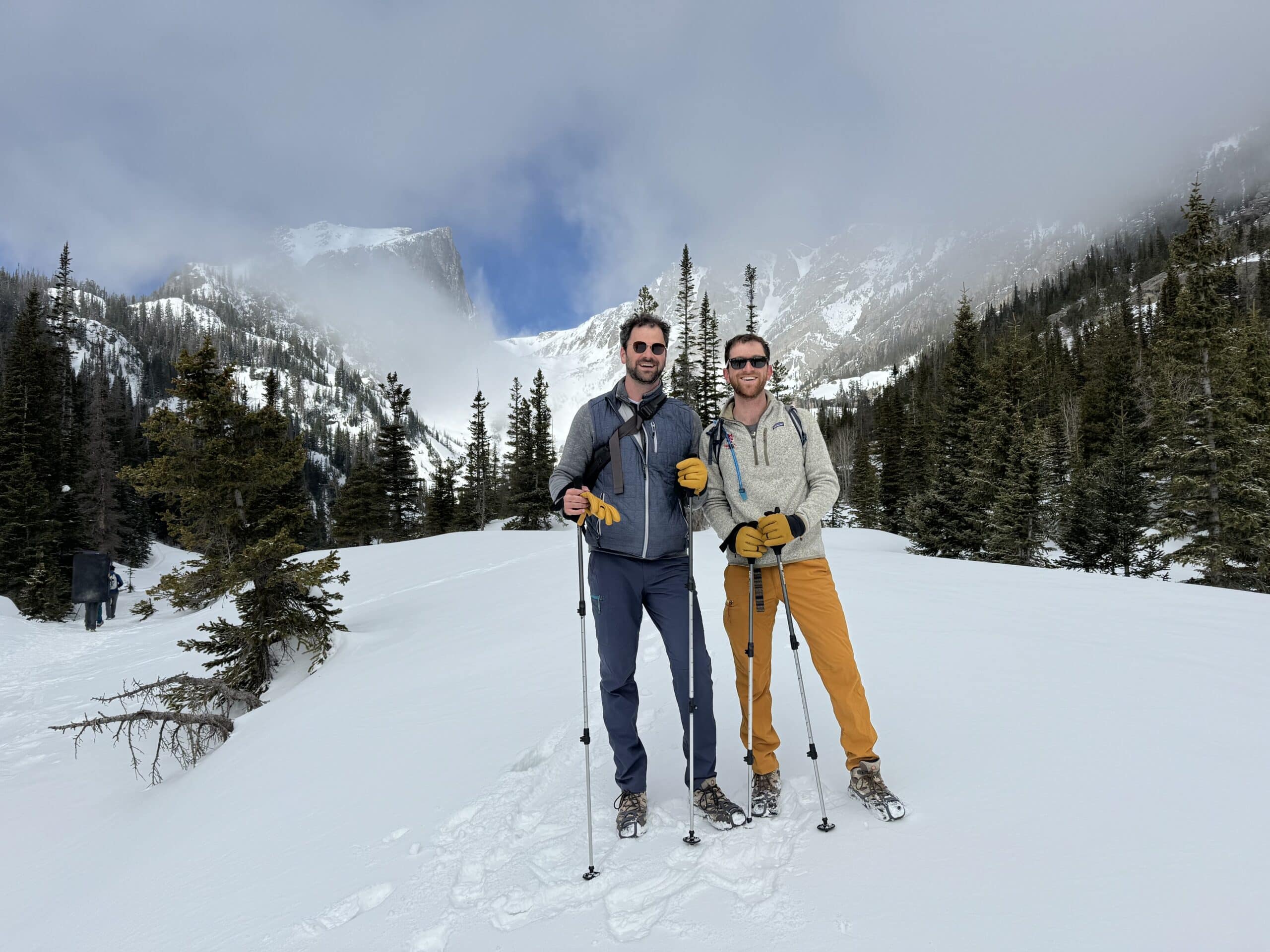 Ben and a friend skiing.