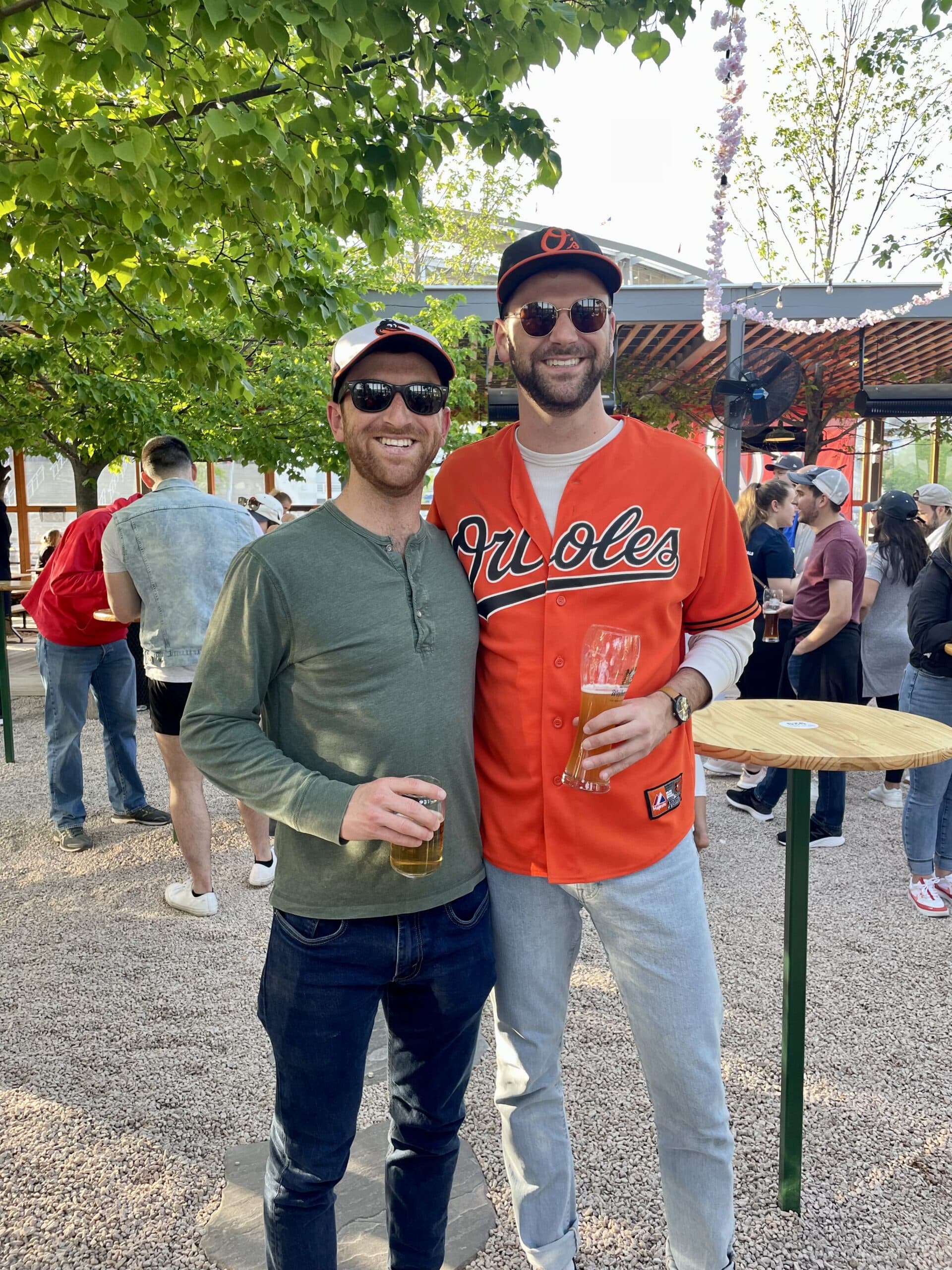 Ben in an Orioles jersey with a friend. 