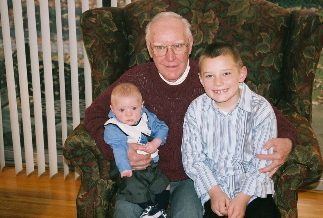 The author, his little brother, and great-grandfather at Thanksgiving.