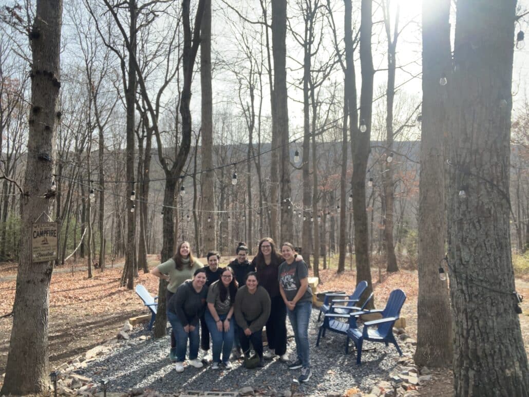 Isabel and friends in the woods.