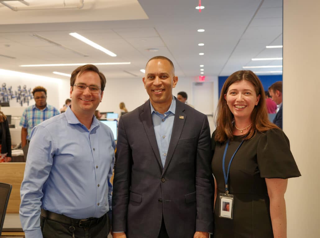 Menachem, Hakeem Jeffries, and a third person.