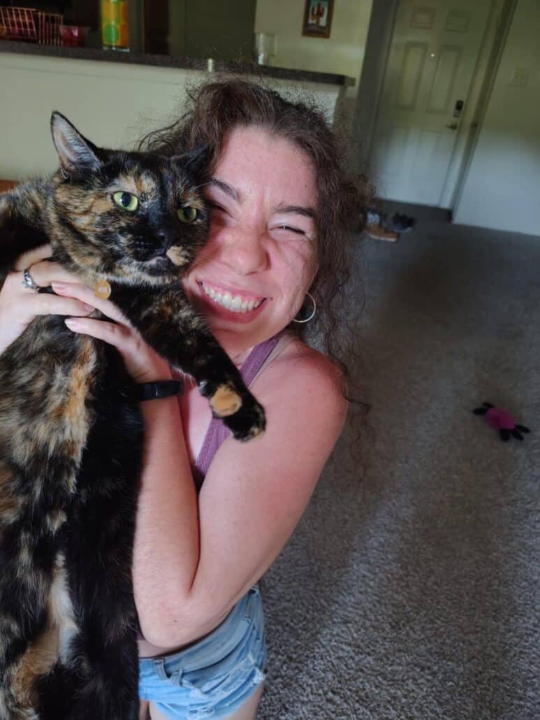 Shannon and her cat.