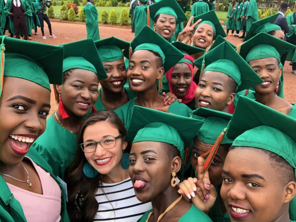 Naomi with her students in Rwanda.