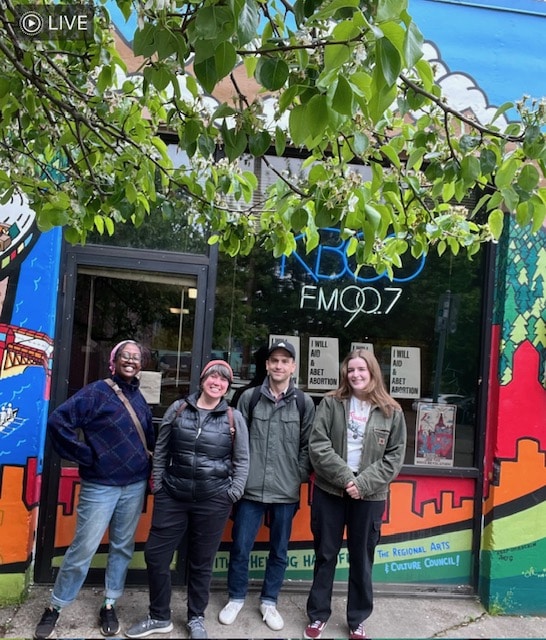 Tammy and friends outside a record store.