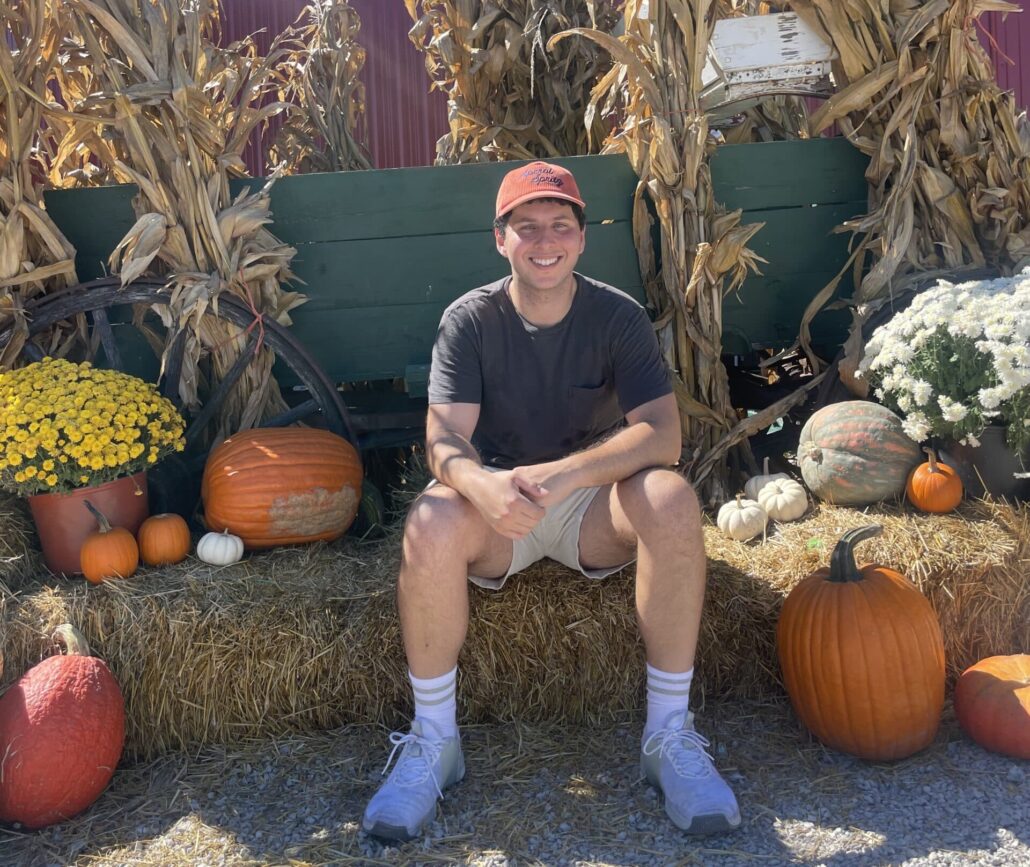 Zack at a pumpkin patch.