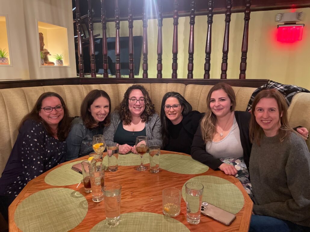 Rachel and friends at dinner.