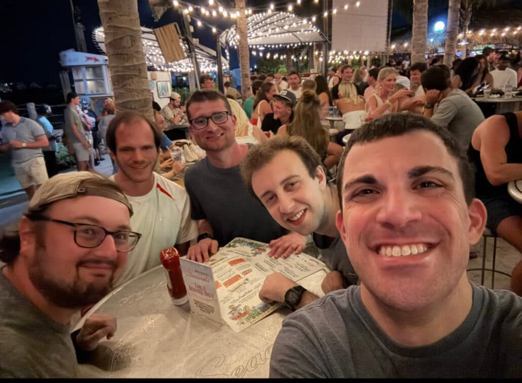 Andrew out with friends.