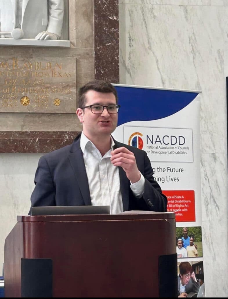 Andrew giving a speech.