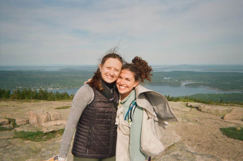 Sophie and a friend outdoors. 