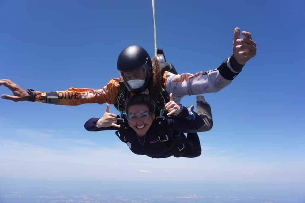 Sophie skydiving.