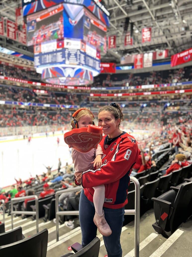 Sophie at a Capitals game.