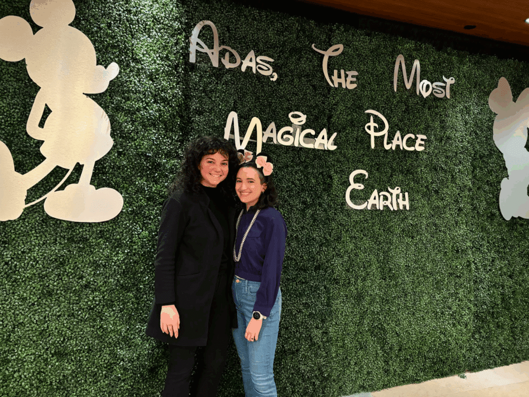 Miriam and a friend at Adas Israel.