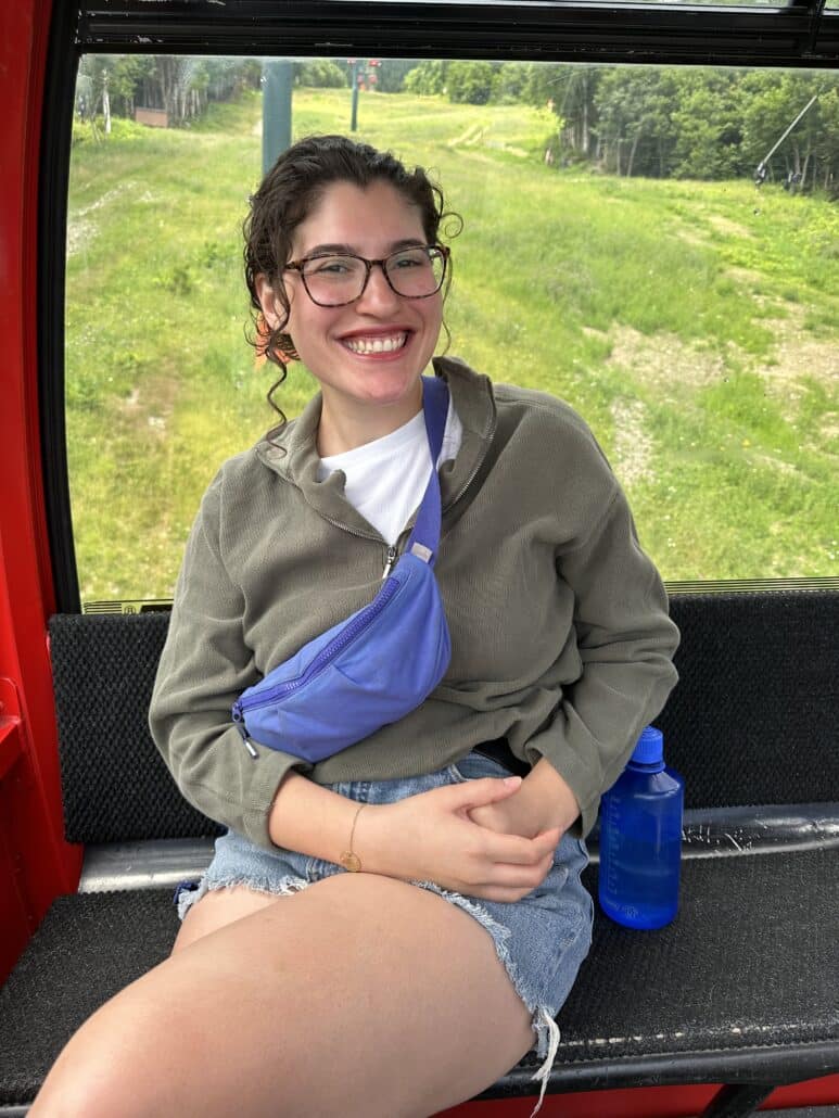 Kate on a funicular.