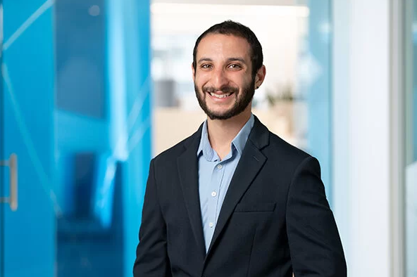 Mitchell in business attire.