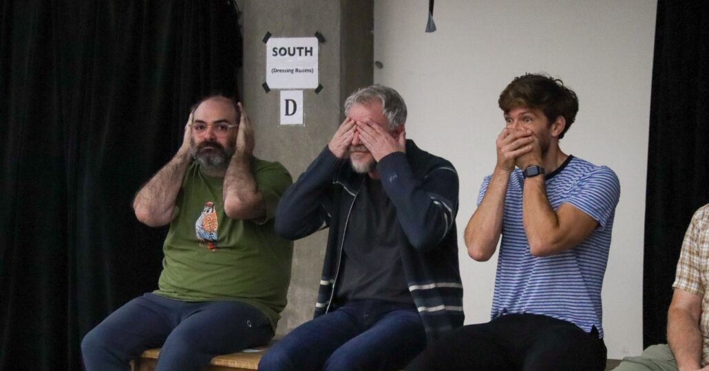 Jake and the cast of Fiddler in rehearsals.