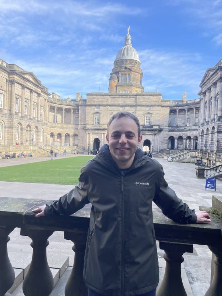 Michael on a balcony.