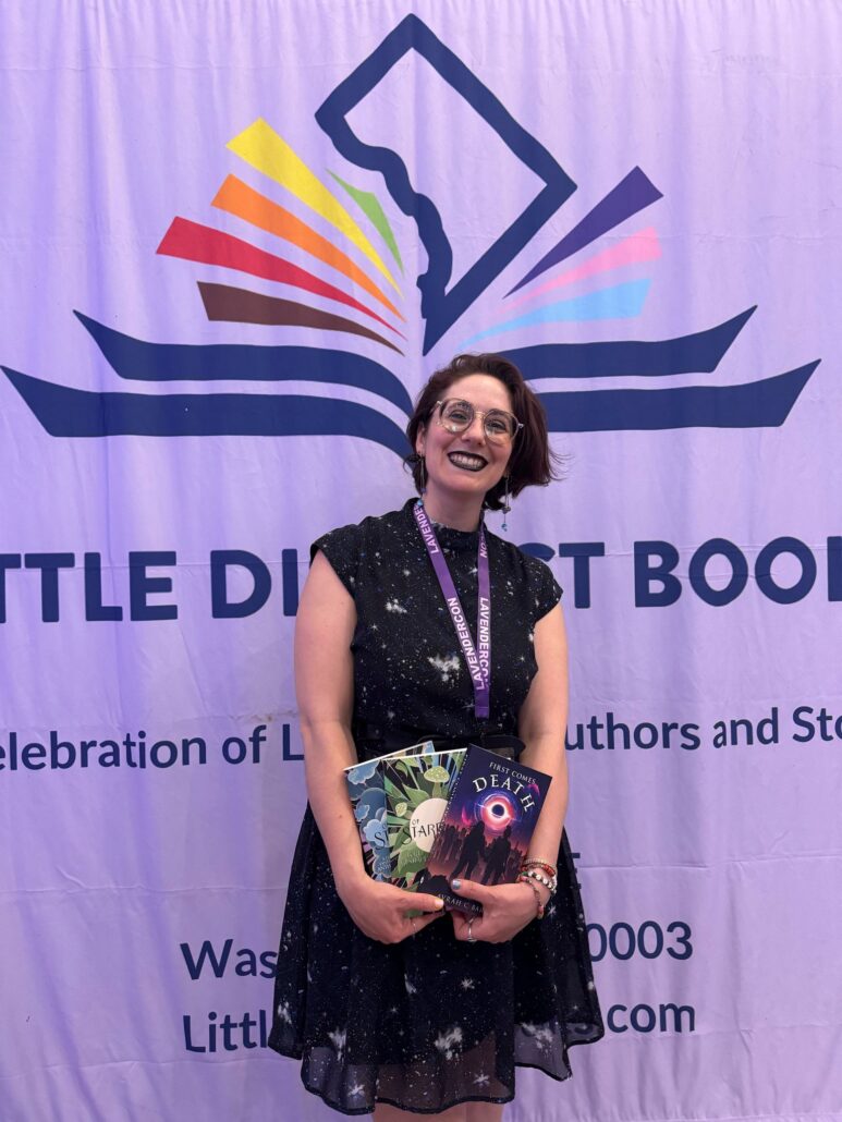 Avrah at a book festival.