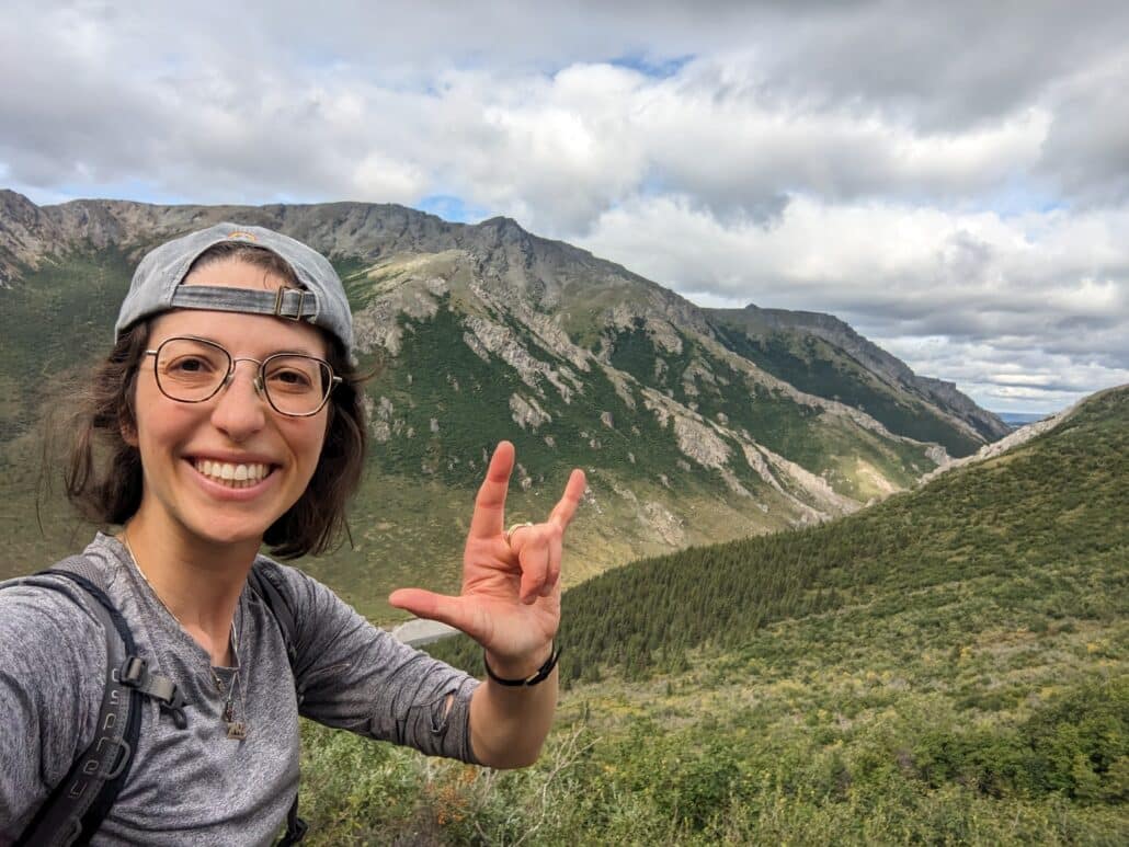 Tamar on a hike.