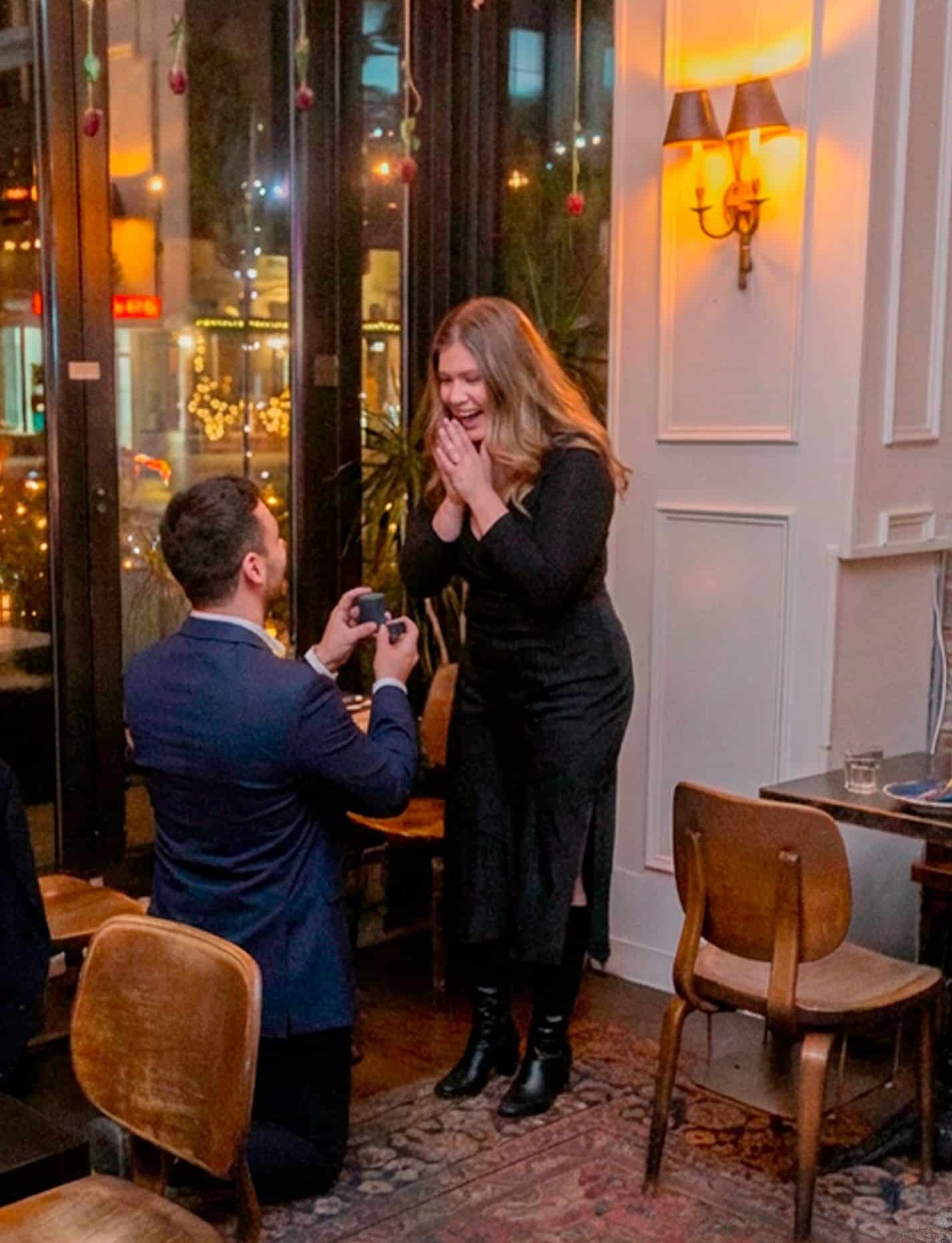 Ethan proposing to Natalie at Lapis.