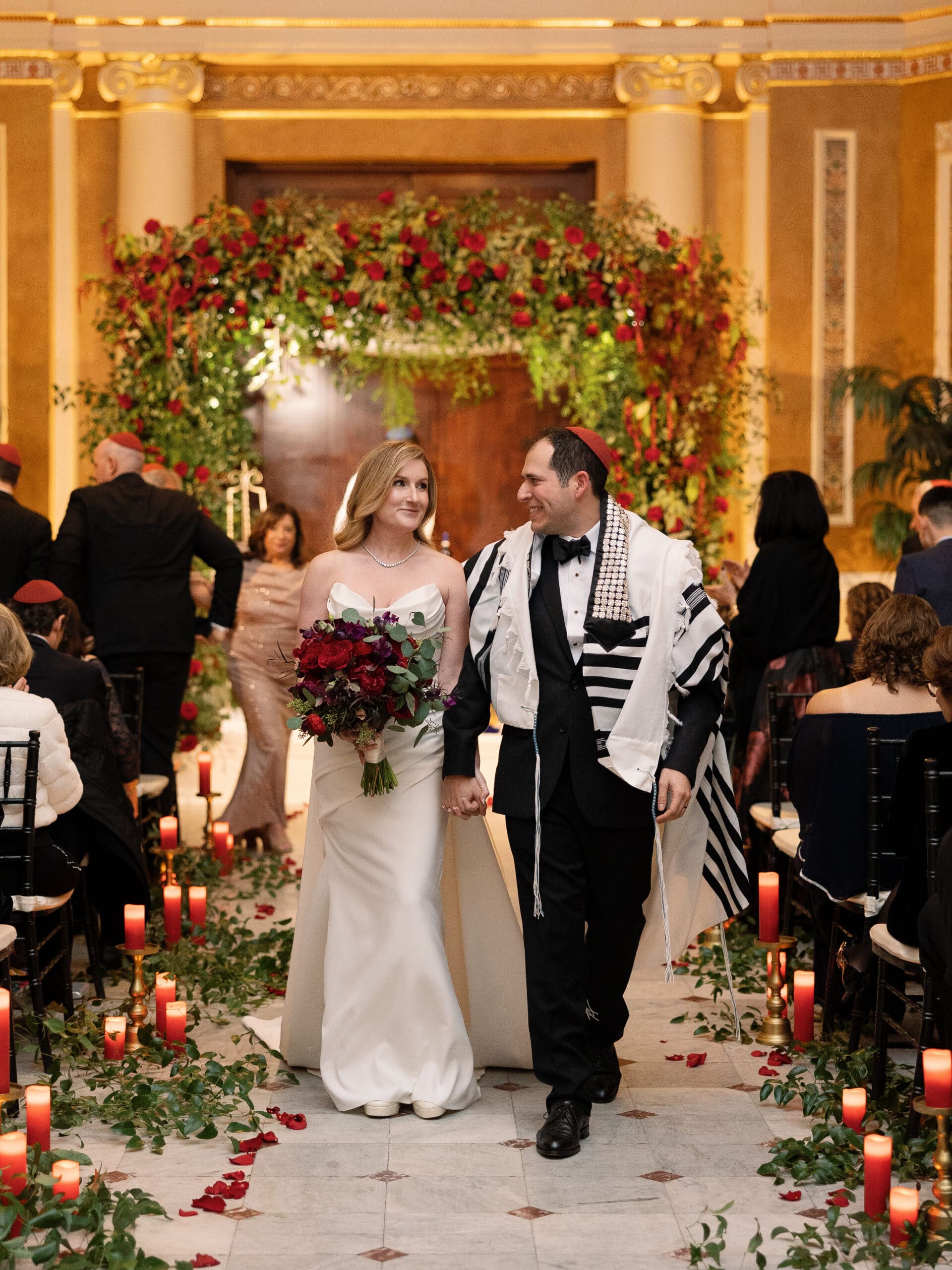 Lauren walks down the aisle at her wedding. 