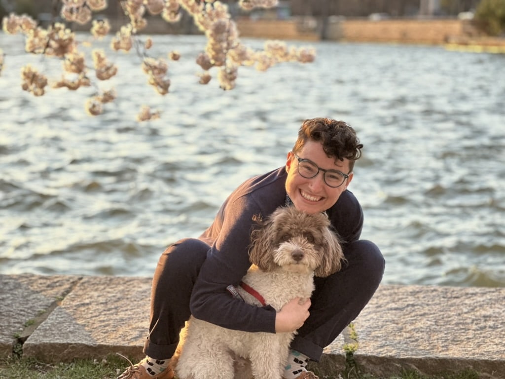 Jenna and their dog.