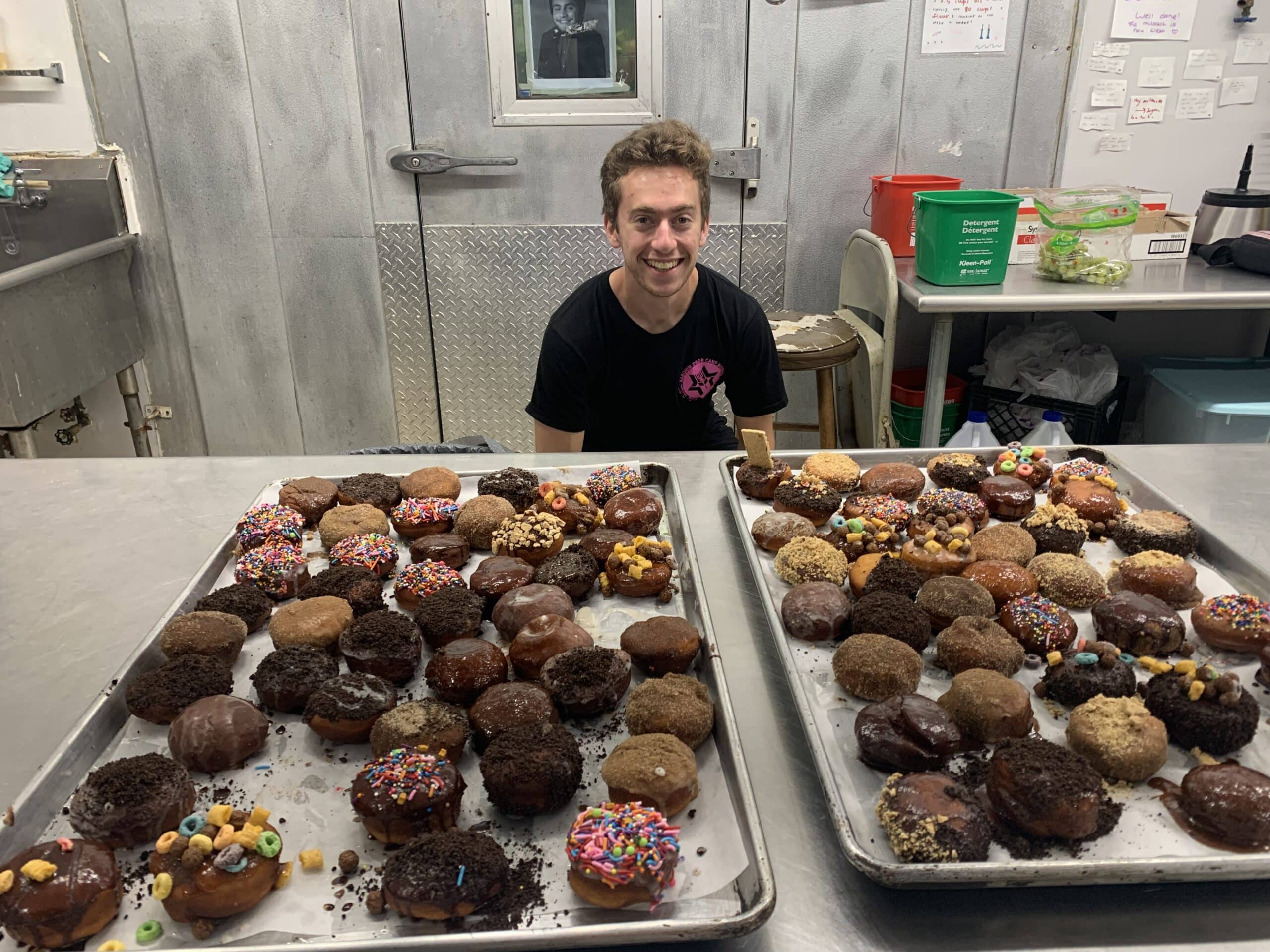 Matt and a plethora of doughnuts.
