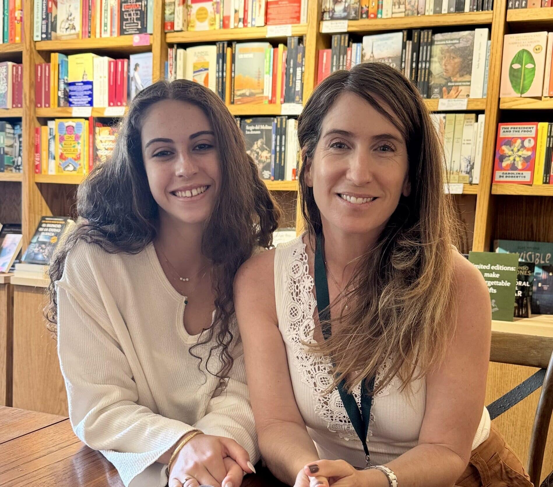 Carola and her daughter Olivia at Flor Coffee + Books.