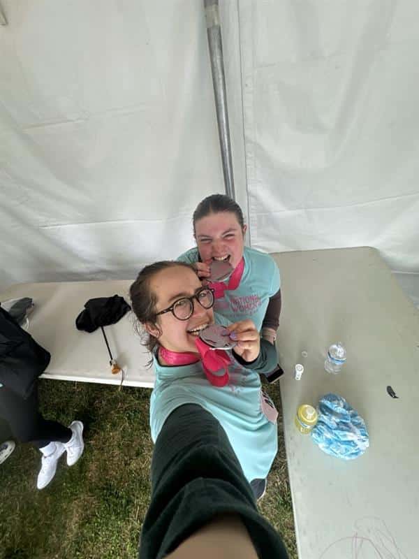 Sophie and a friend after a run.
