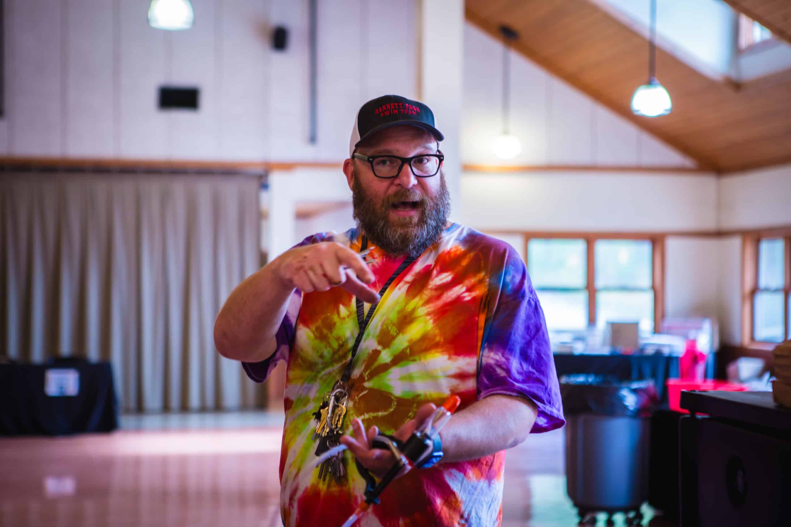 David at last year's competition in a tie dye shirt. 