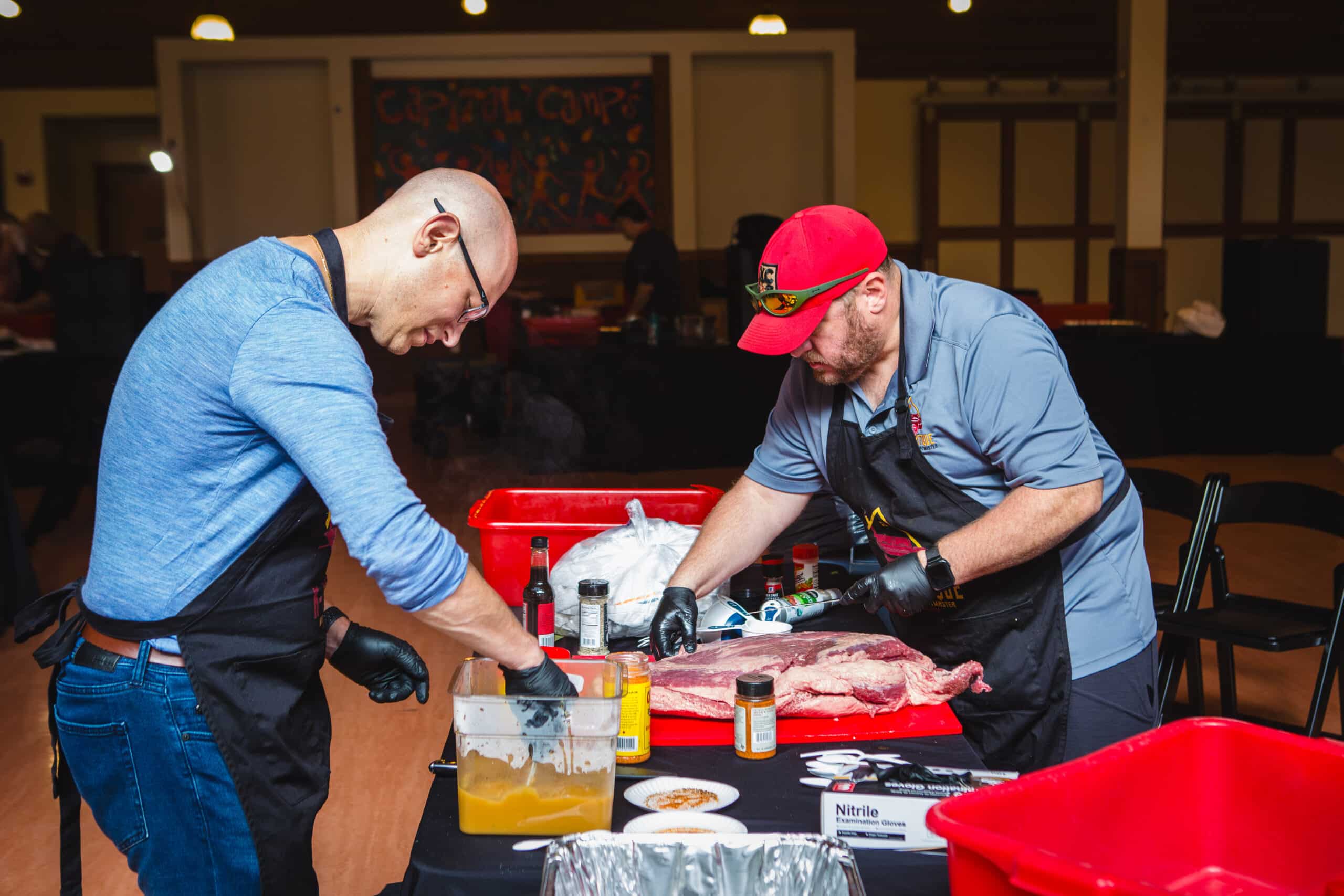 Cooking at last year's BBQ competition. 