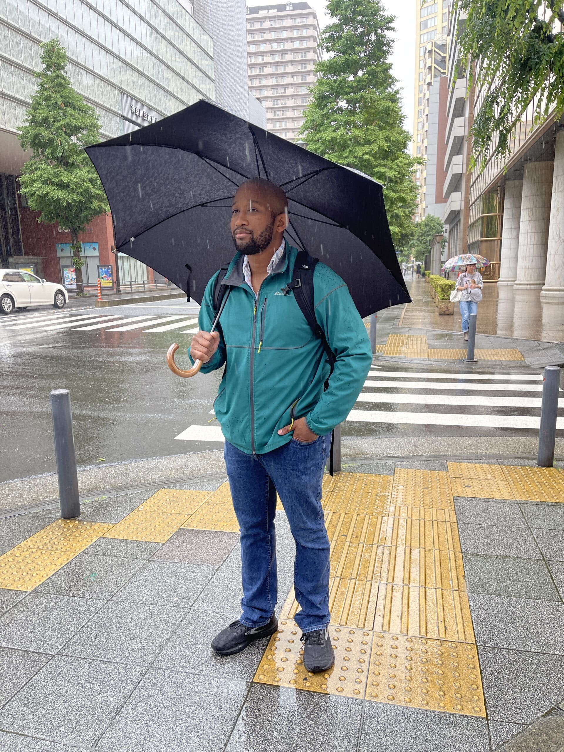 Eric in the rain.