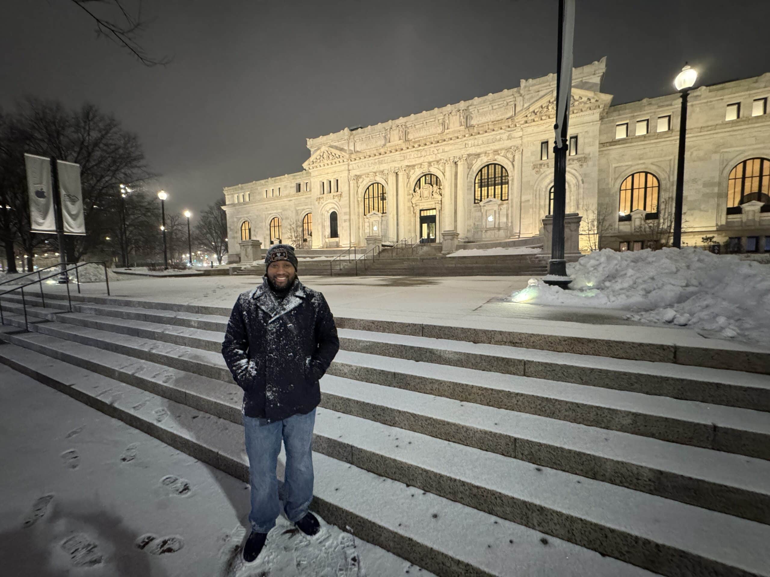 Eric in the snow in DC.