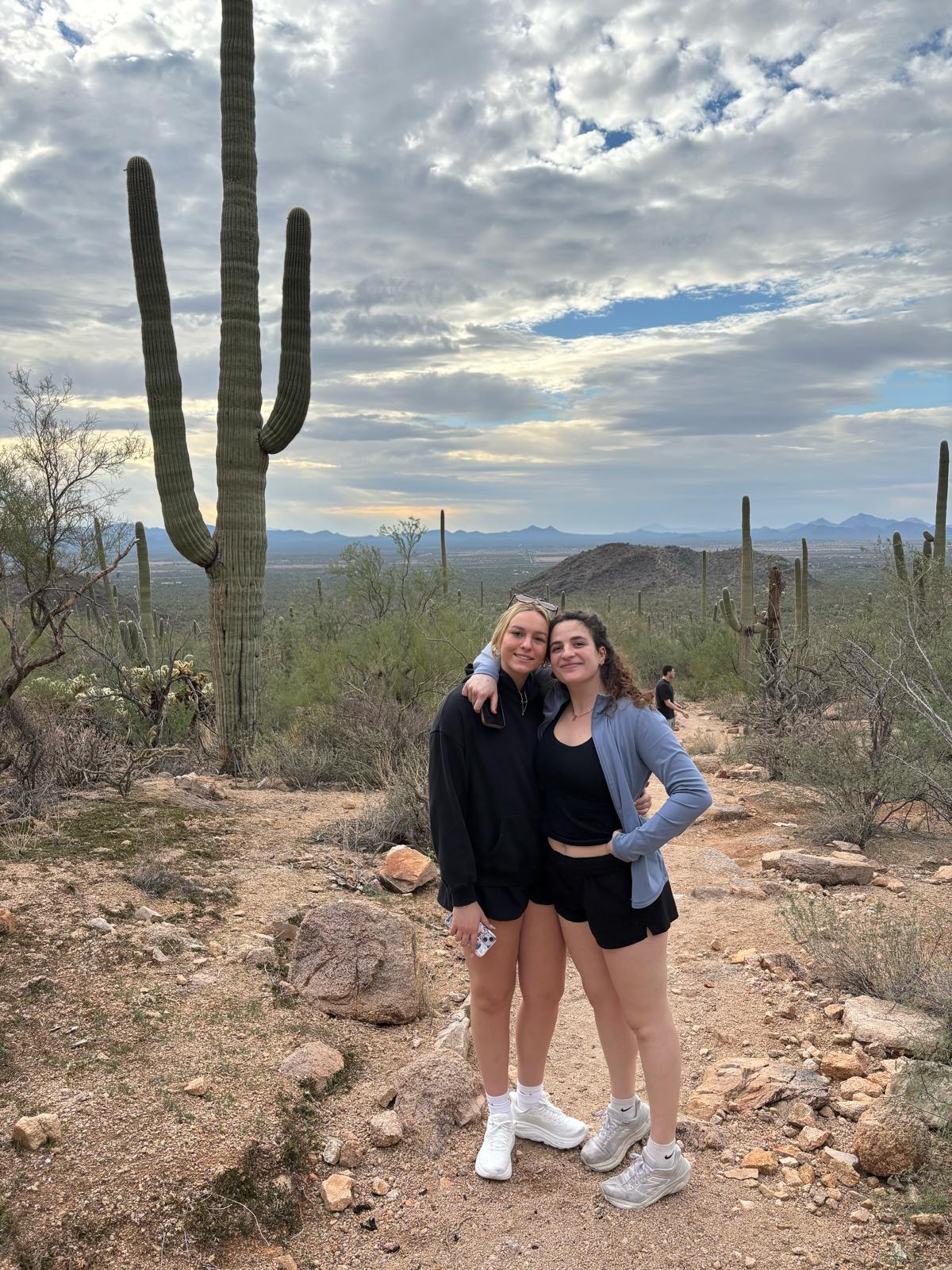 Rachel and a friend on a hike.
