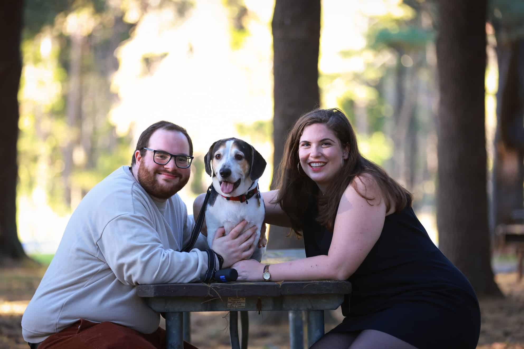 Lois, Ethan, and their dog.